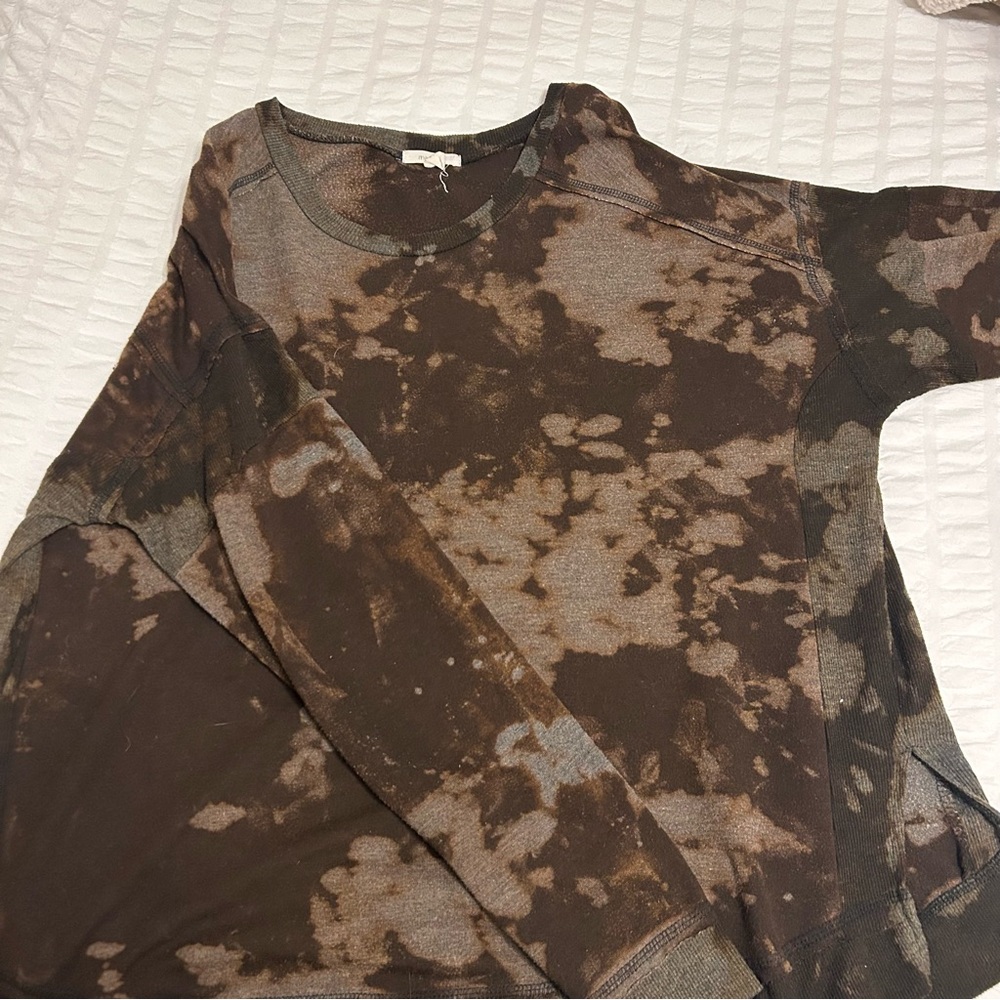 Unique Brown Bleach-Dye Women's Sweatshirt